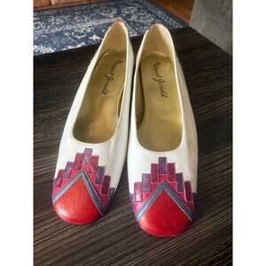 Vintage Margaret Jerrold Patchwork Colorful Leather Dress Heels Sz. 9N